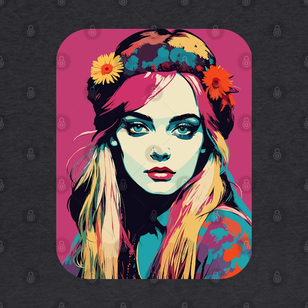 Hippie girl pop art portrait by Soovenir